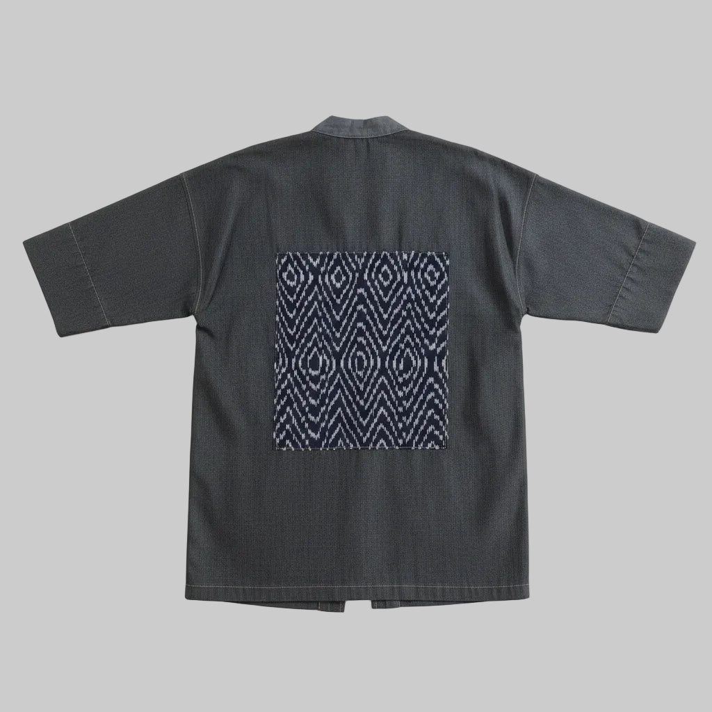 Nyana Nyana Denim Ikat Patchwork Oversized Outer