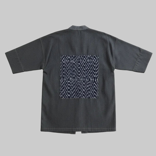 Nyana Nyana Denim Ikat Patchwork Oversized Outer