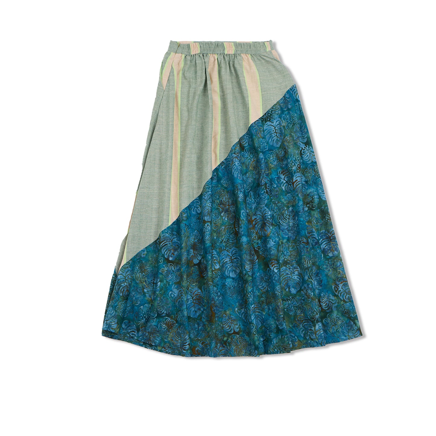 Nyana Nyana Artisan Asymmetric Batik Tulis Ikat Skirt - 100% Cotton, Handwoven, Maxi