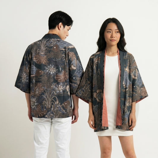 Nyana Unisex Reversible Batik Tulis Outer - 100% cotton, natural dye, Limited Edition Hand-drawn