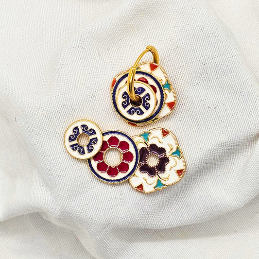 Singapore Handmade Jewelry - Peranakan Tile Stackable Hoop Earrings