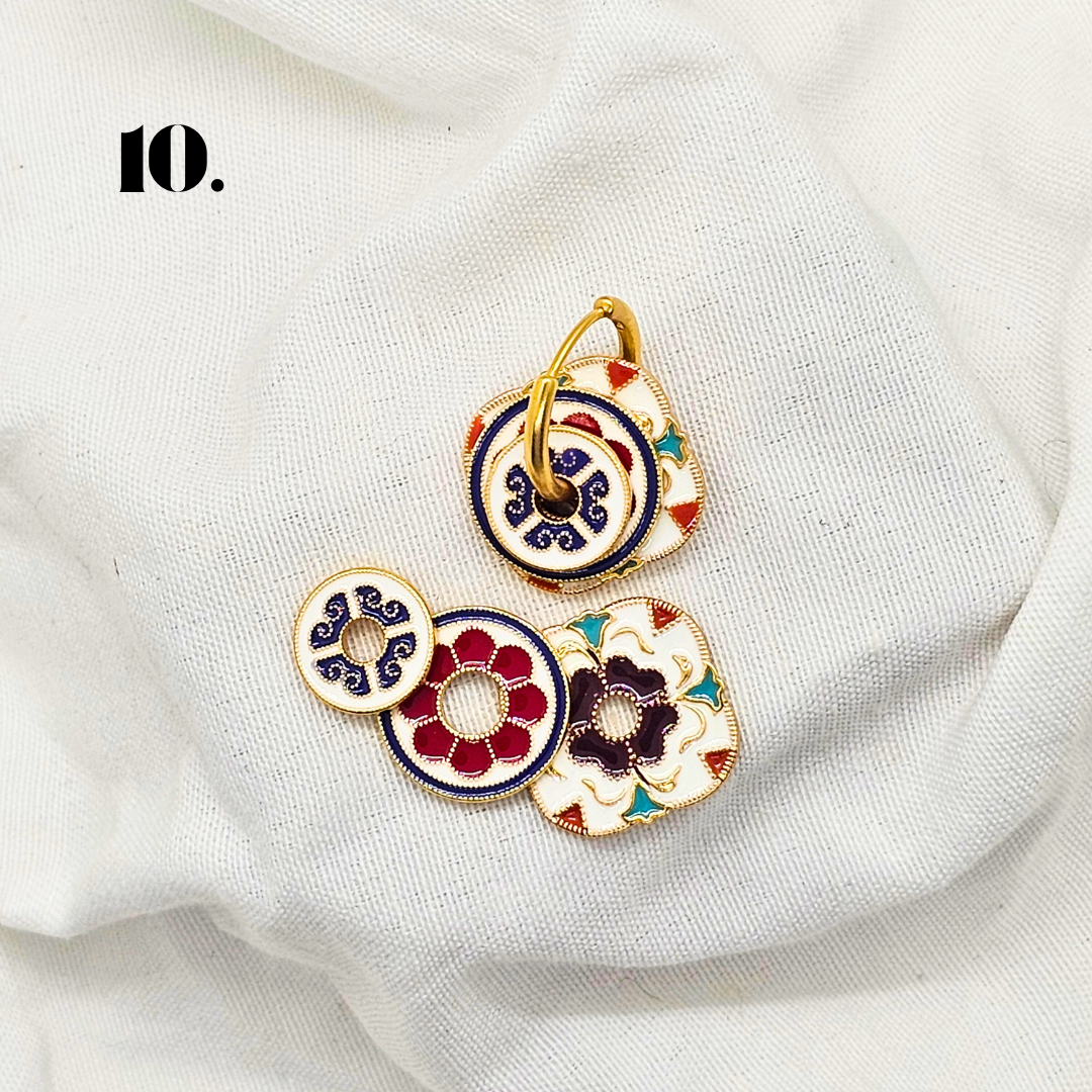 Singapore Handmade Jewelry - Peranakan Tile Stackable Hoop Earrings