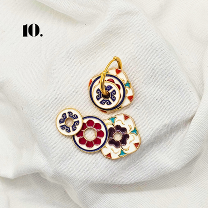 Singapore Handmade Jewelry - Peranakan Tile Stackable Hoop Earrings