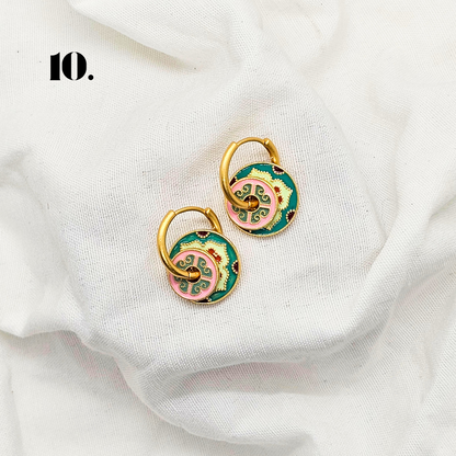 Singapore Handmade Jewelry - Peranakan Tile Stackable Hoop Earrings