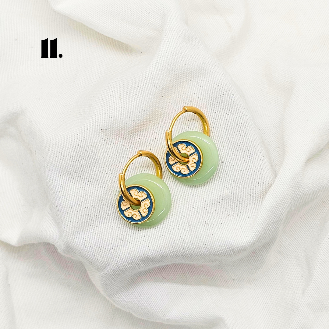 Singapore Handmade Jewelry - Peranakan Tile Stackable Hoop Earrings