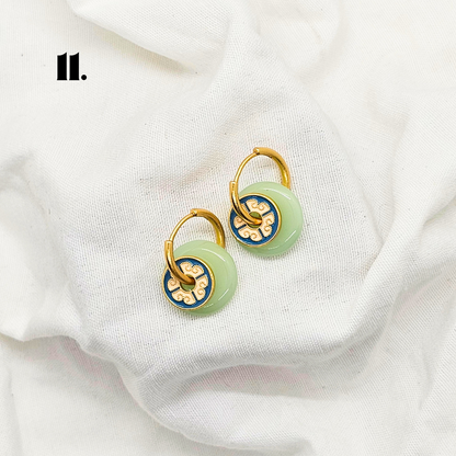 Singapore Handmade Jewelry - Peranakan Tile Stackable Hoop Earrings