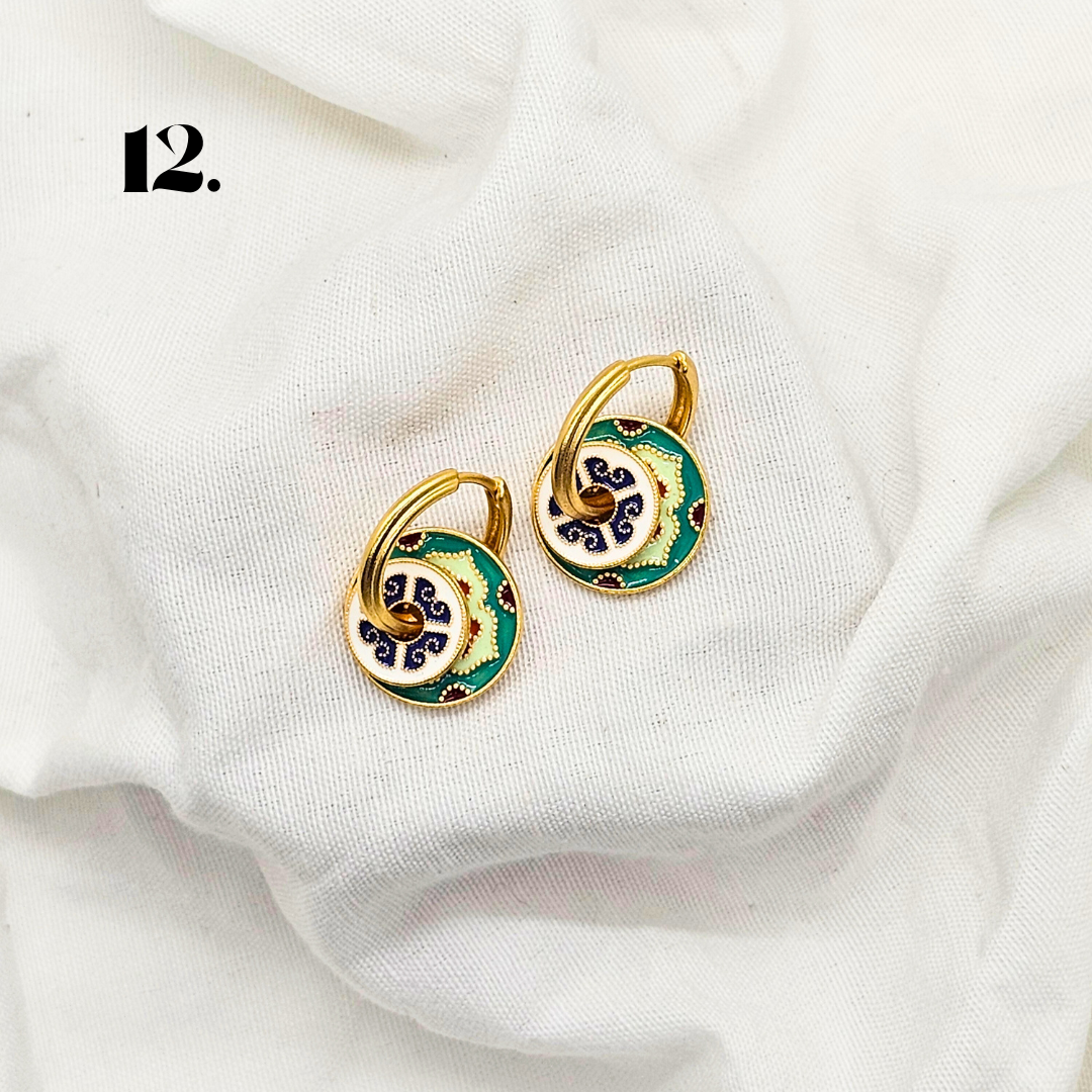 Singapore Handmade Jewelry - Peranakan Tile Stackable Hoop Earrings