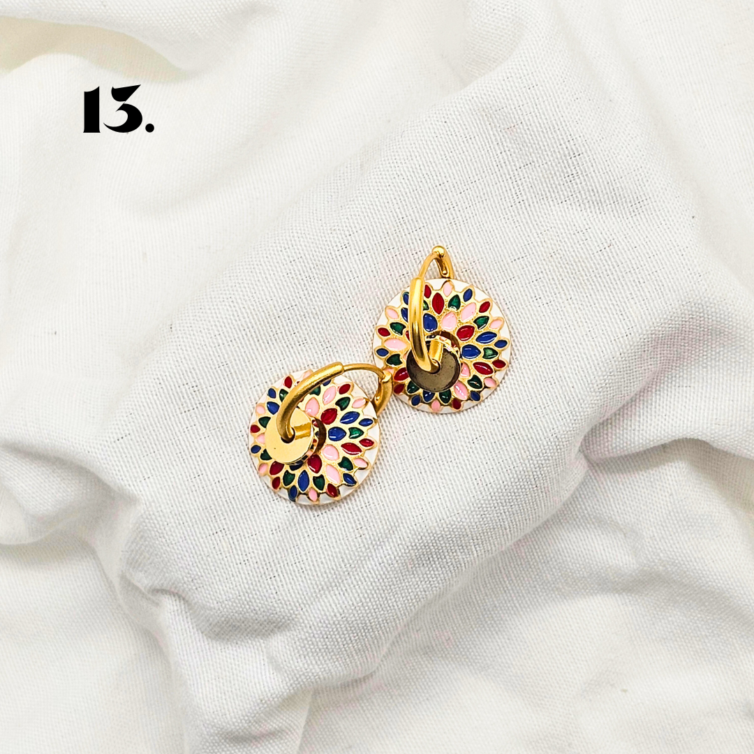 Singapore Handmade Jewelry - Peranakan Tile Stackable Hoop Earrings