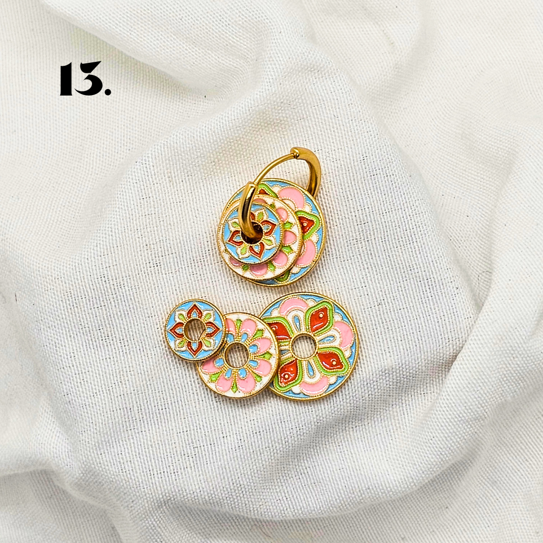 Singapore Handmade Jewelry - Peranakan Tile Stackable Hoop Earrings