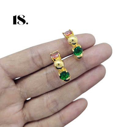Singapore Handmade Statement Piece Earrings — Crystal, Stone & Freshwater Pearl | 18k Gold Plated
