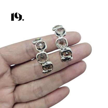 Singapore Handmade Statement Piece Earrings — Crystal, Stone & Freshwater Pearl | 18k Gold Plated
