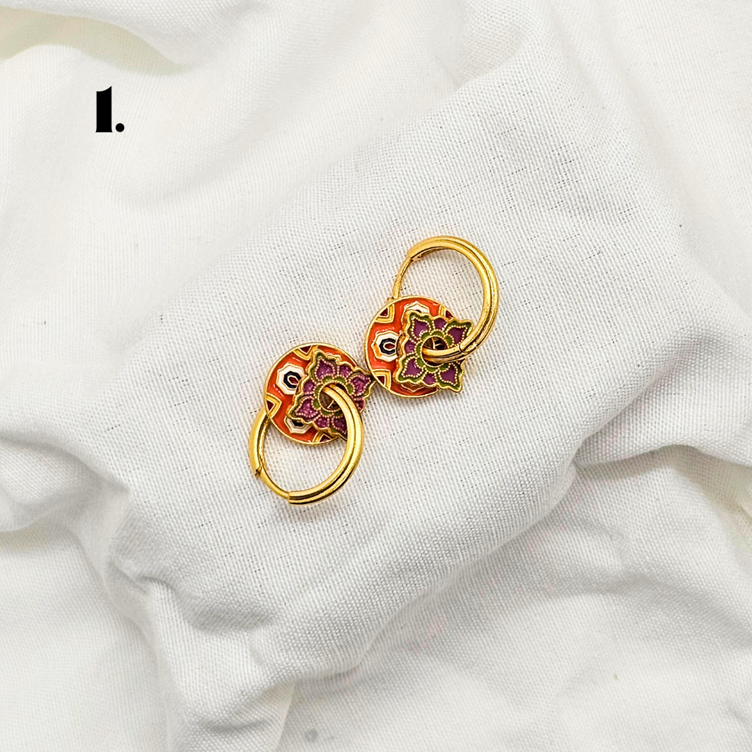 Singapore Handmade Jewelry - Peranakan Tile Stackable Hoop Earrings