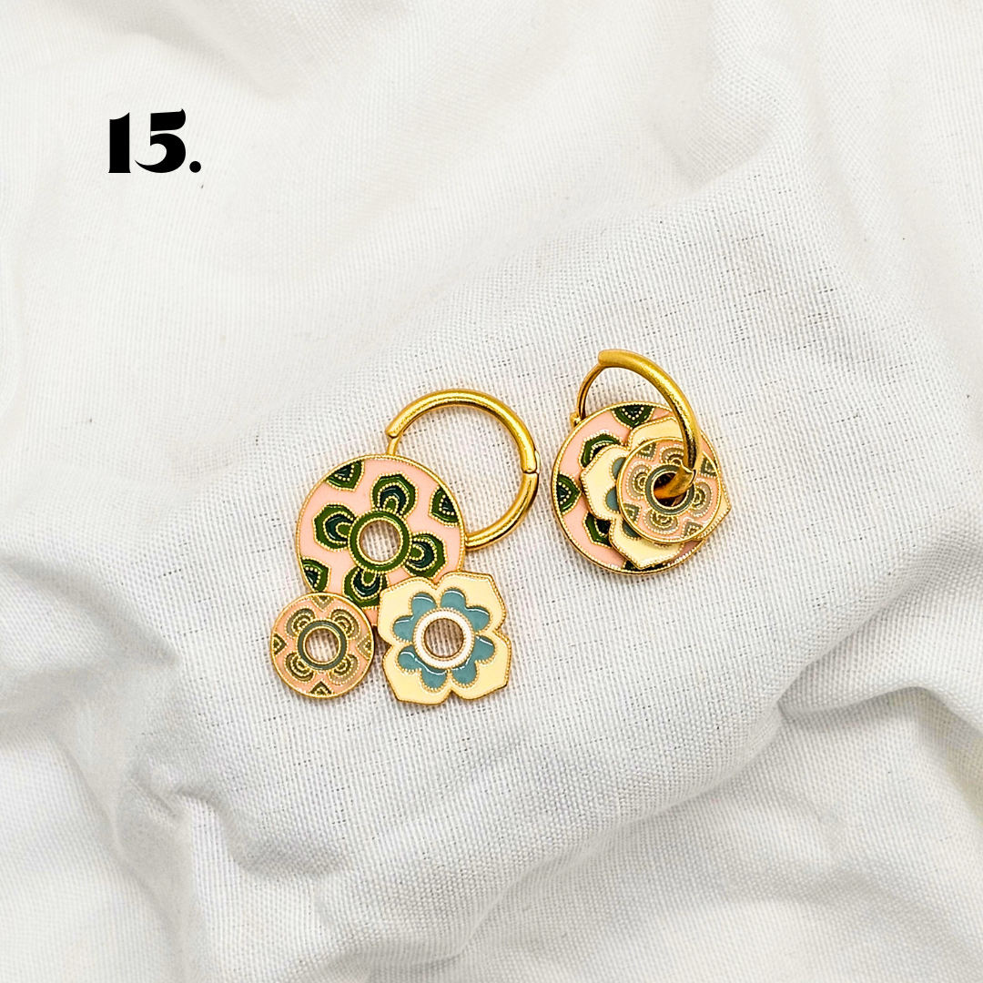 Singapore Handmade Jewelry - Peranakan Tile Stackable Hoop Earrings