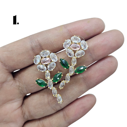 Singapore Handmade Statement Piece Earrings — Crystal, Stone & Freshwater Pearl | 18k Gold Plated