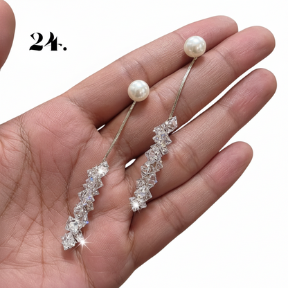 Singapore Handmade Statement Piece Earrings — Crystal, Stone & Freshwater Pearl | 18k Gold Plated