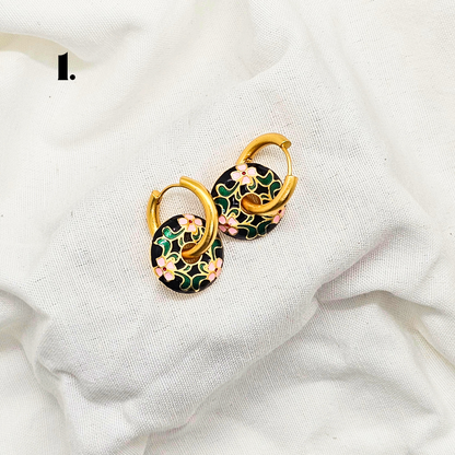 Singapore Handmade Jewelry - Peranakan Tile Stackable Hoop Earrings