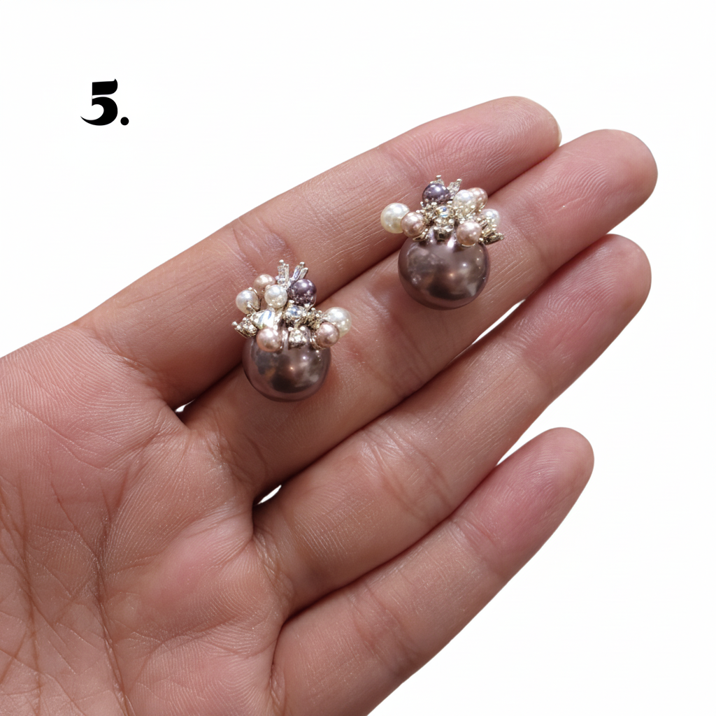 Singapore Handmade Statement Piece Earrings — Crystal, Stone & Freshwater Pearl | 18k Gold Plated