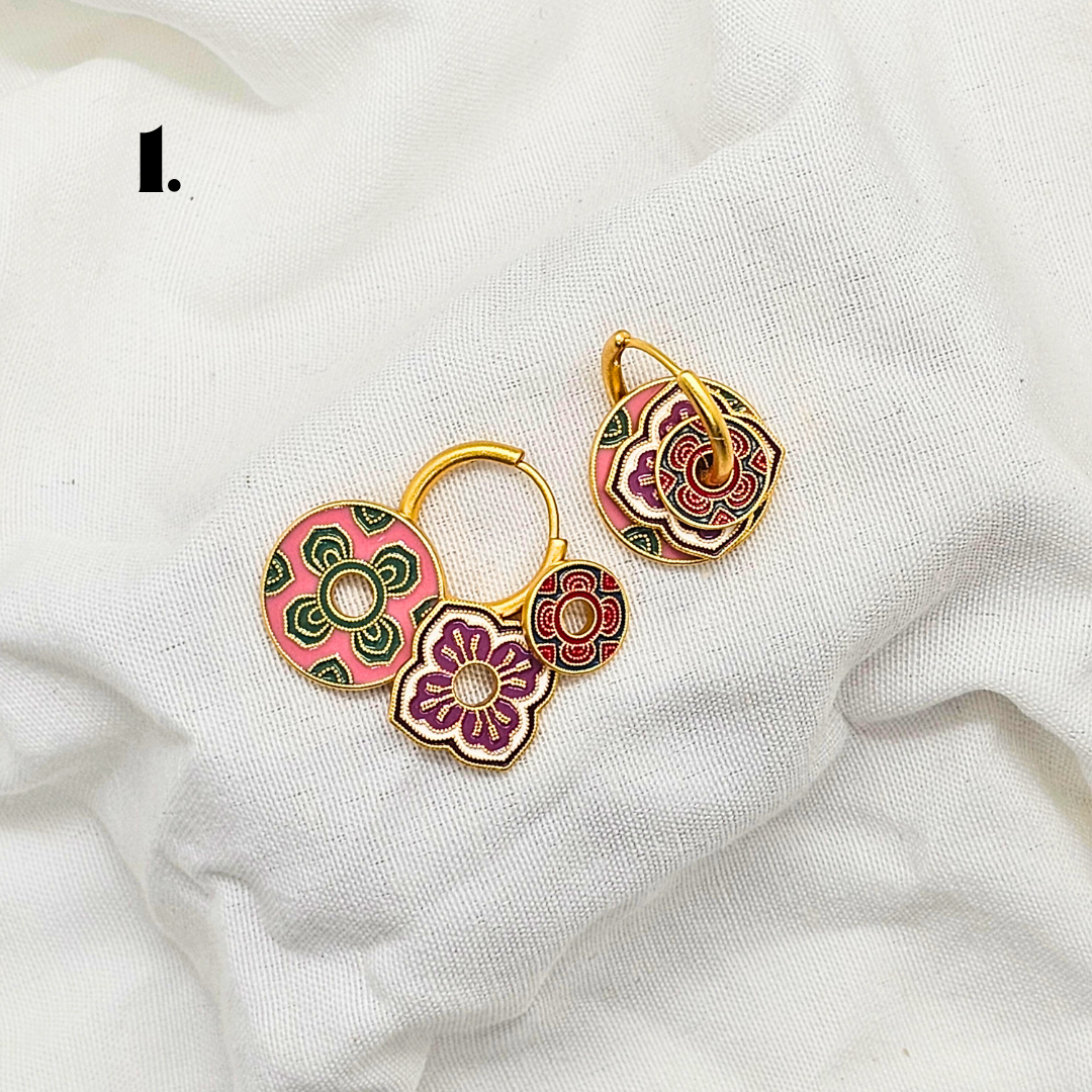 Singapore Handmade Jewelry - Peranakan Tile Stackable Hoop Earrings