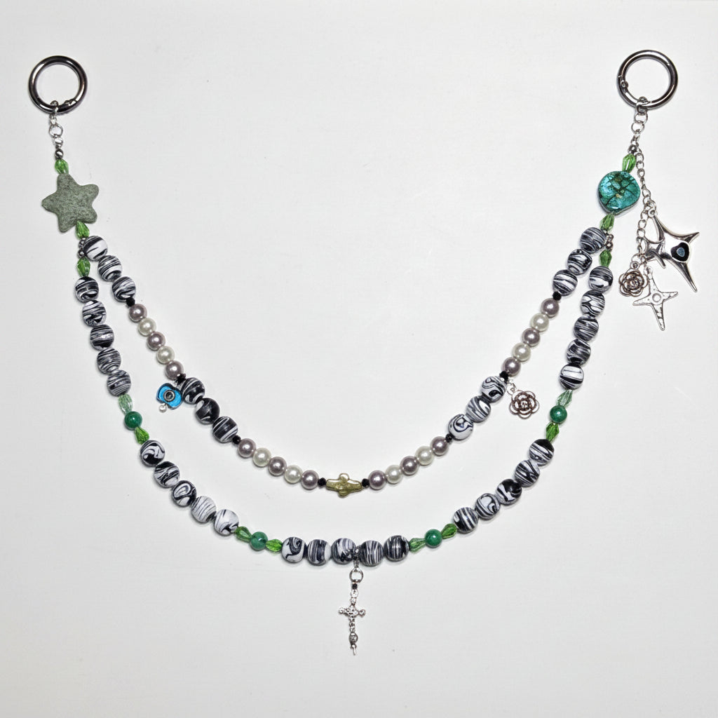 Nyana Nyana Diffuser Bag Charm | Circa Beads, Gems, Cross, and Lava Beads