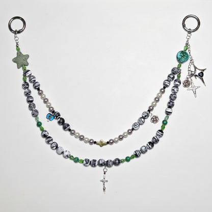 Nyana Nyana Diffuser Bag Charm | Circa Beads, Gems, Cross, and Lava Beads
