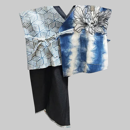 Nyana Nyana Patchwork Embroidery Batik Obi Belt - Cotton, Denim, Limited Edition Runway Piece