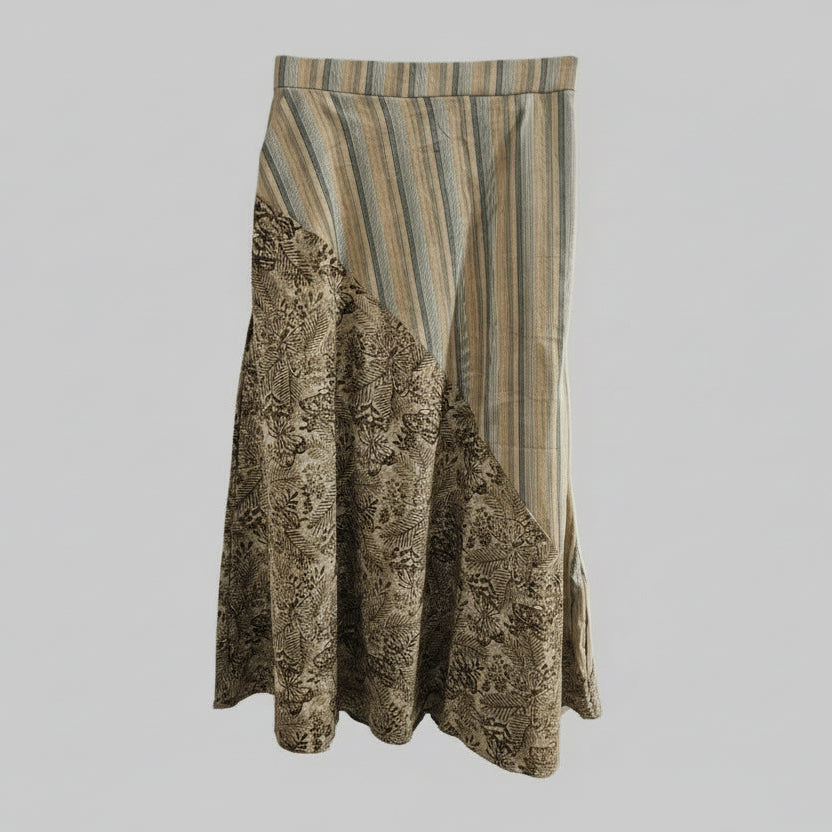 Nyana Nyana Artisan Asymmetric Batik Tulis Ikat Skirt - 100% Cotton, Handwoven, Maxi