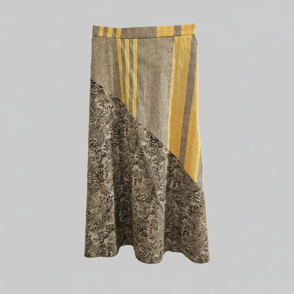 Nyana Nyana Artisan Asymmetric Batik Tulis Ikat Skirt - 100% Cotton, Handwoven, Maxi