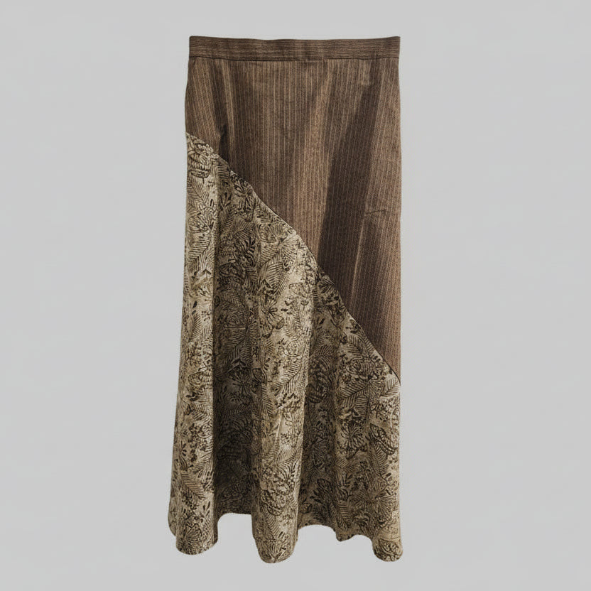 Nyana Nyana Artisan Asymmetric Batik Tulis Ikat Skirt - 100% Cotton, Handwoven, Maxi