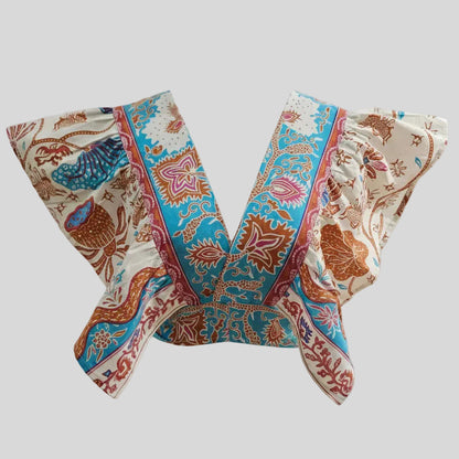 Nyana Nyana Ruffle Vest - 100% Cotton, Batik Tie Dye, Limited Edition Runway Piece