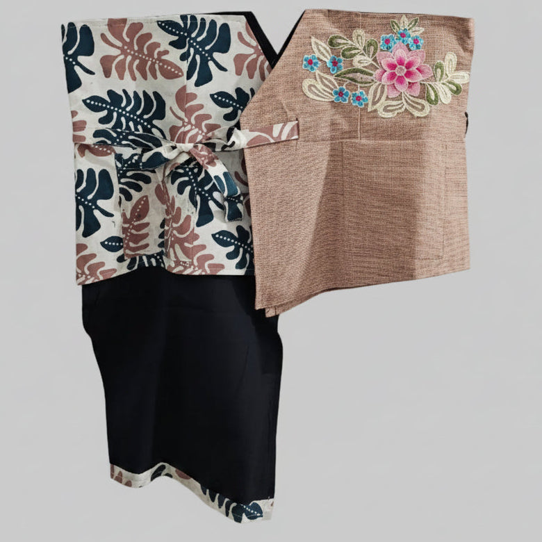 Nyana Nyana Patchwork Embroidery Batik Obi Belt - Cotton, Denim, Limited Edition Runway Piece