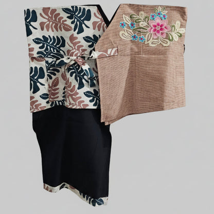 Nyana Nyana Patchwork Embroidery Batik Obi Belt - Cotton, Denim, Limited Edition Runway Piece