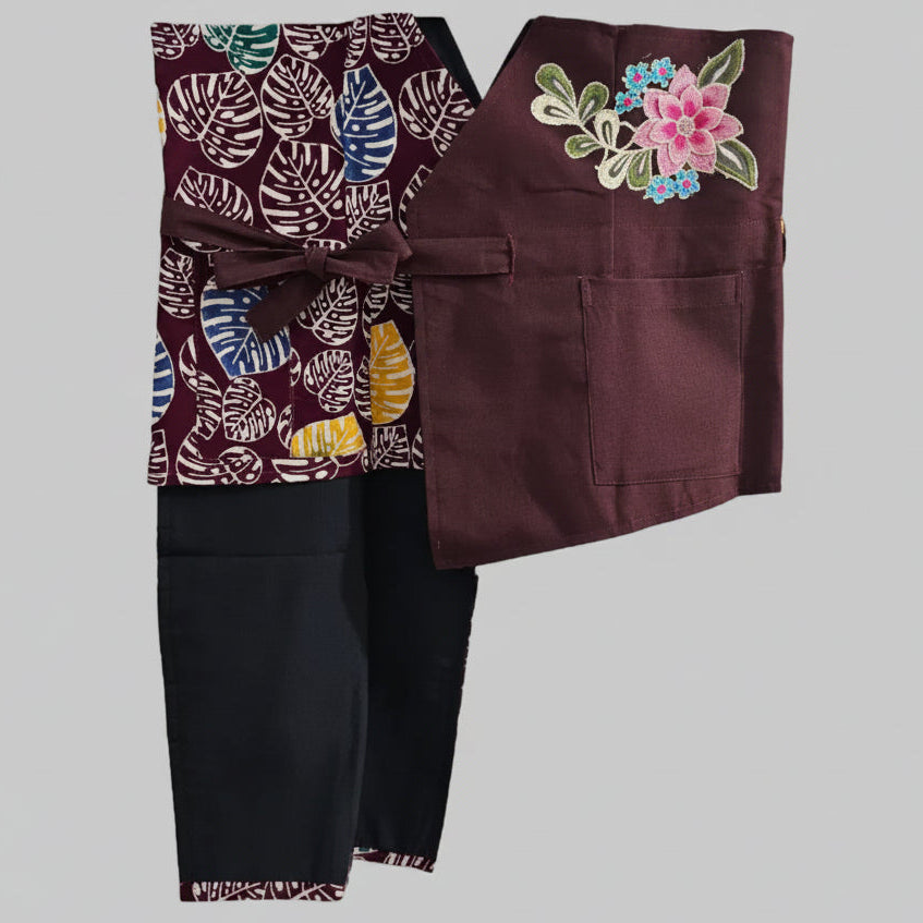 Nyana Nyana Patchwork Embroidery Batik Obi Belt - Cotton, Denim, Limited Edition Runway Piece