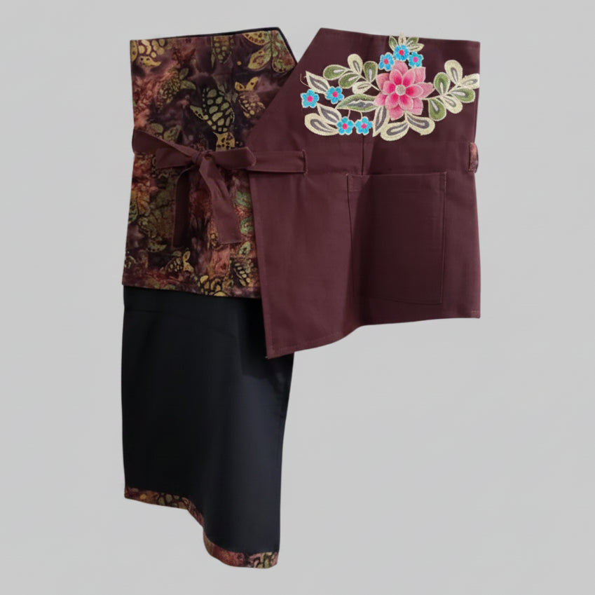 Nyana Nyana Patchwork Embroidery Batik Obi Belt - Cotton, Denim, Limited Edition Runway Piece