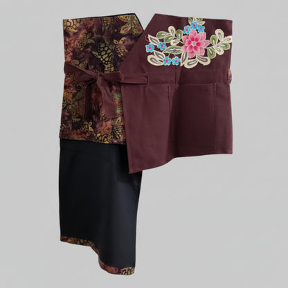 Nyana Nyana Patchwork Embroidery Batik Obi Belt - Cotton, Denim, Limited Edition Runway Piece