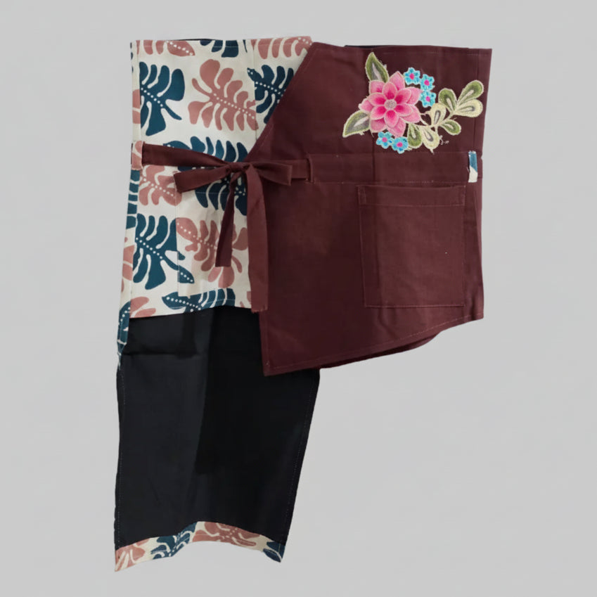 Nyana Nyana Patchwork Embroidery Batik Obi Belt - Cotton, Denim, Limited Edition Runway Piece