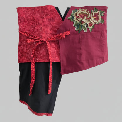 Nyana Nyana Patchwork Embroidery Batik Obi Belt - Cotton, Denim, Limited Edition Runway Piece