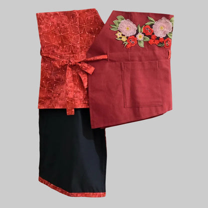 Nyana Nyana Patchwork Embroidery Batik Obi Belt - Cotton, Denim, Limited Edition Runway Piece