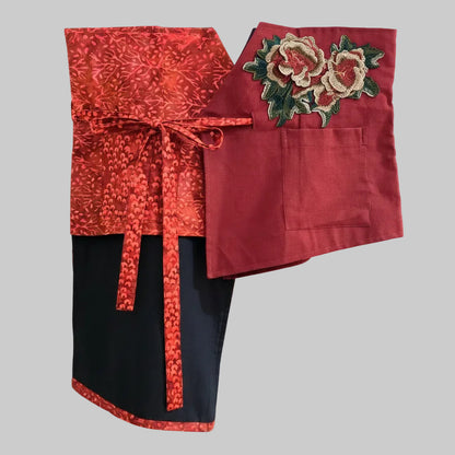 Nyana Nyana Patchwork Embroidery Batik Obi Belt - Cotton, Denim, Limited Edition Runway Piece
