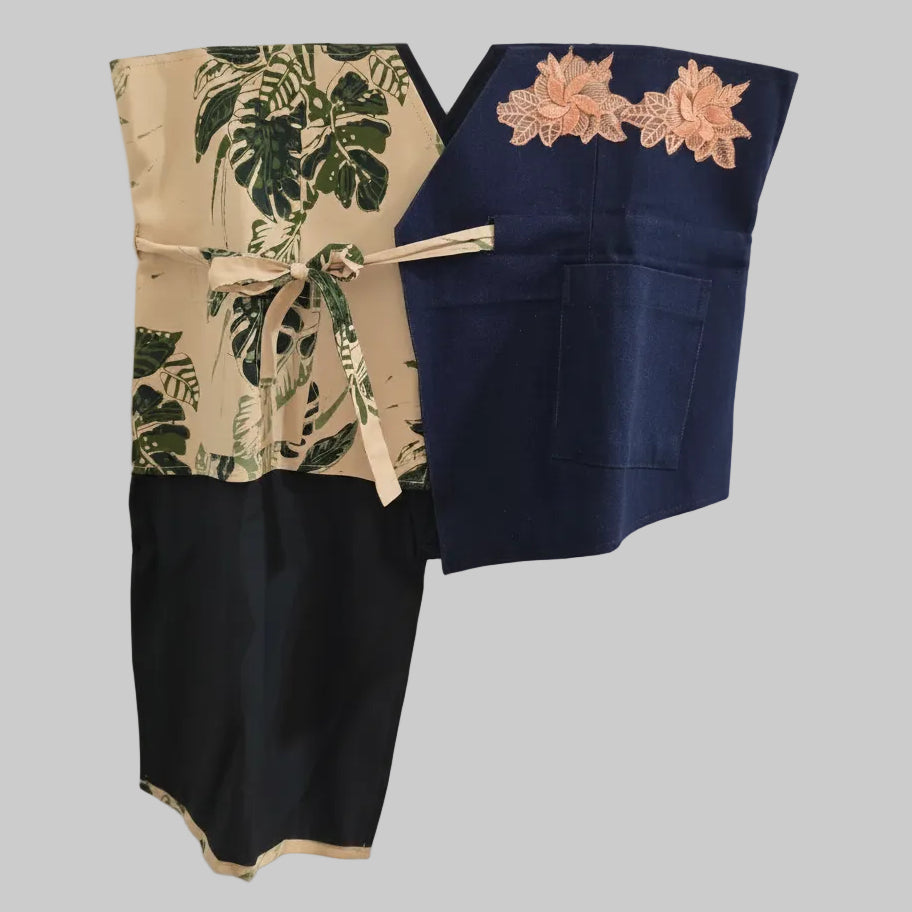 Nyana Nyana Patchwork Embroidery Batik Obi Belt - Cotton, Denim, Limited Edition Runway Piece