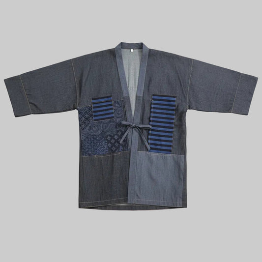 Nyana Nyana Denim Ikat Patchwork Oversized Outer