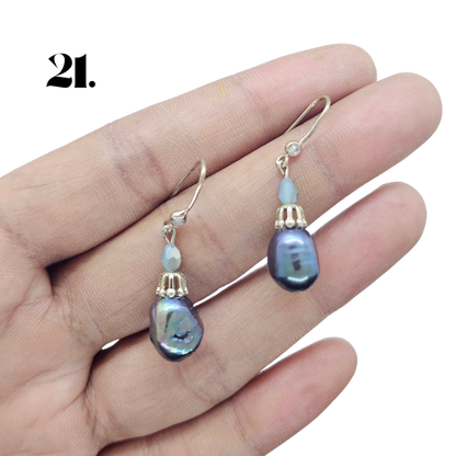 Singapore Handmade Statement Piece Earrings — Crystal, Stone & Freshwater Pearl | 18k Gold Plated