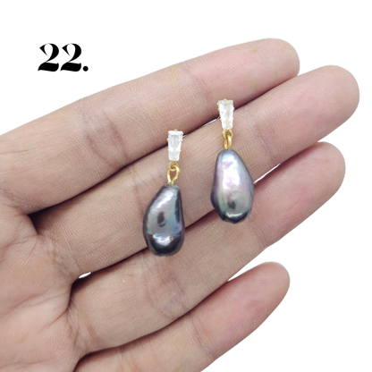 Singapore Handmade Statement Piece Earrings — Crystal, Stone & Freshwater Pearl | 18k Gold Plated
