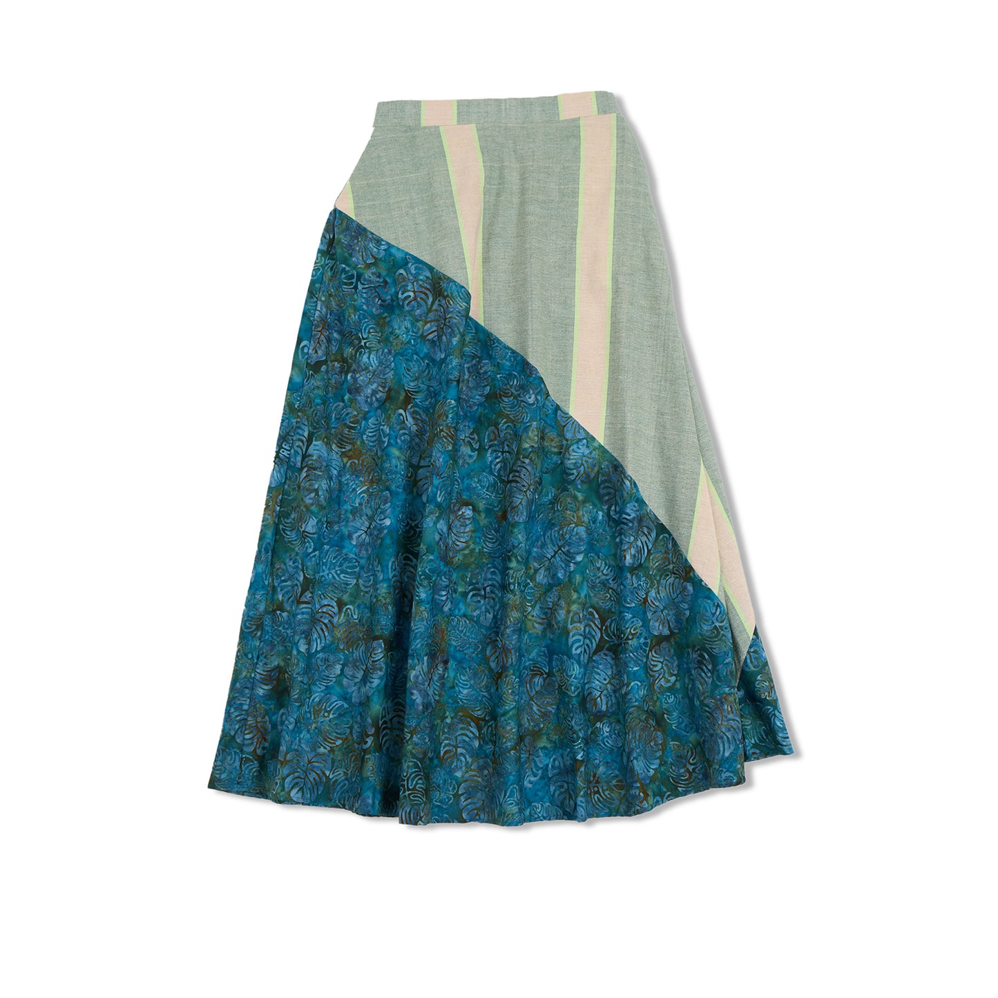 Nyana Nyana Artisan Asymmetric Batik Tulis Ikat Skirt - 100% Cotton, Handwoven, Maxi