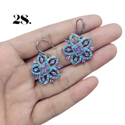 Singapore Handmade Statement Piece Earrings — Crystal, Stone & Freshwater Pearl | 18k Gold Plated