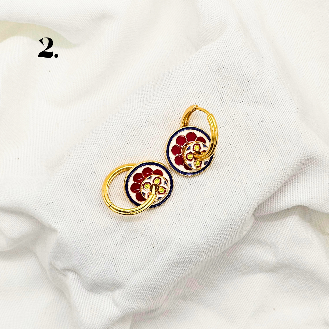 Singapore Handmade Jewelry - Peranakan Tile Stackable Hoop Earrings