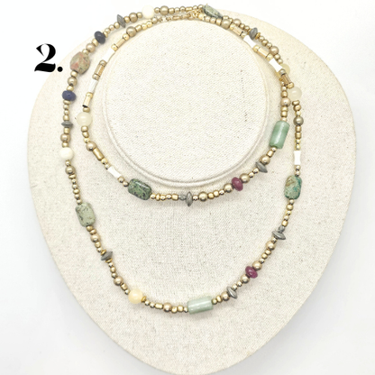 Singapore Handmade Statement Piece Necklace — Crystal, Stone & Freshwater Pearl | 18k Gold Plated