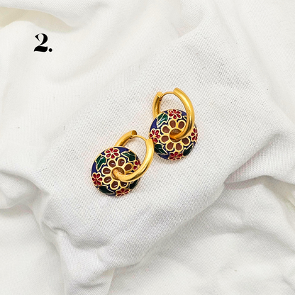 Singapore Handmade Jewelry - Peranakan Tile Stackable Hoop Earrings