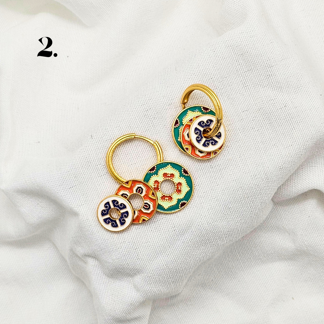 Singapore Handmade Jewelry - Peranakan Tile Stackable Hoop Earrings