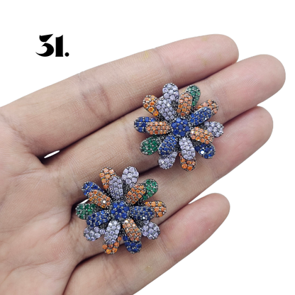 Singapore Handmade Statement Piece Earrings — Crystal, Stone & Freshwater Pearl | 18k Gold Plated