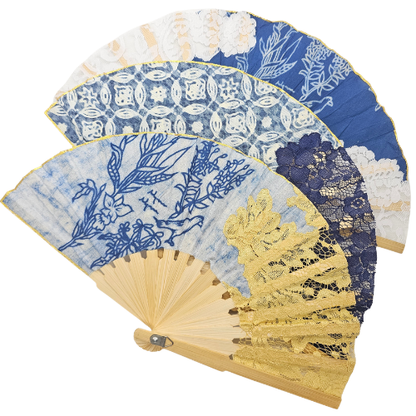 Nyana Nyana Indigo Batik Bird Fan
